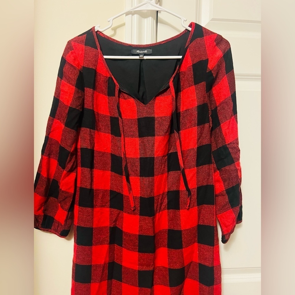 Beautiful red and black plaid Madewell dress/tunic in xxs - Picture 5 of 5